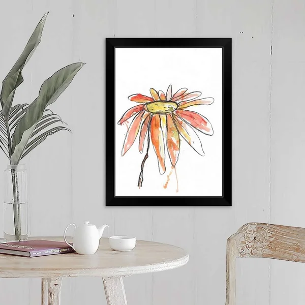 Red Modern Botanical - Black Framed Wall Art, 18x24, Great Big Canvas