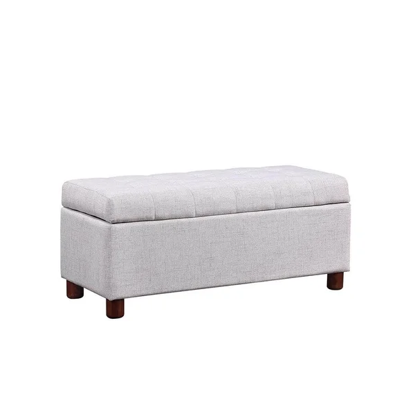 Storage Bench Tufted Linen Fabric Ottoman Storage Bench - Beige