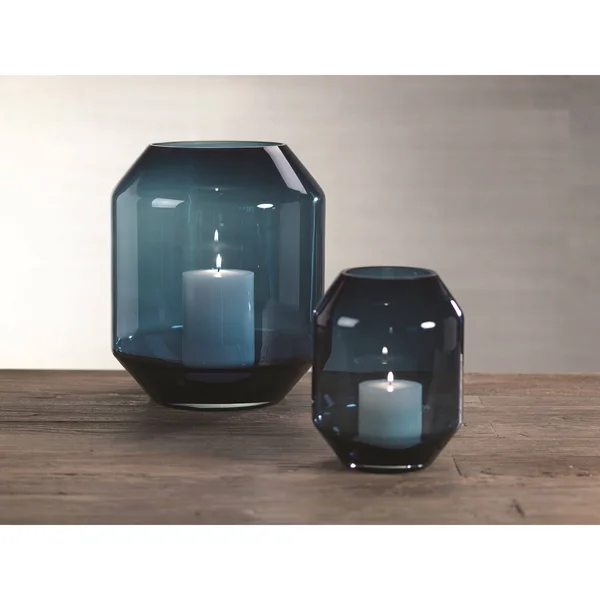 Zodax Costa Nova 14.25x22 Tall Glass Hurricane, Midnight Blue