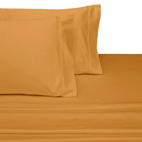 Royal Tradition Luxury 100% Cotton 600 Thread Count Sheets Solid California King Size Bed Sheets Sets -Gold