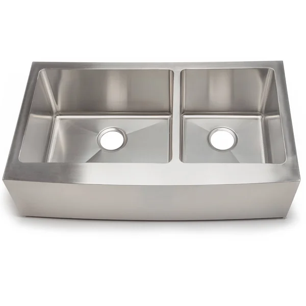 Hahn Chef Series Handmade Extra Large 60/40 Double Bowl Farmhouse - Silver