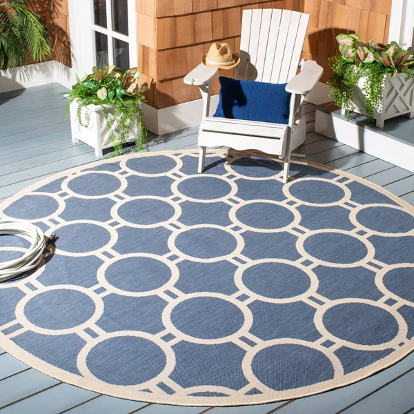 Safavieh Courtyard Blue Indoor Outdoor Rug - Round 7&10x22