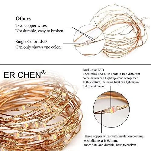 ER Chen Dimmable LED String Lights Plug in with Remote, 170ft 500 LED Copper Wire Fairy Lights 8Modes Color Changing Decorative