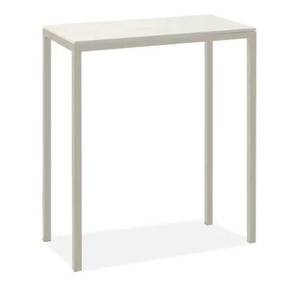 Room & Board - Modern Parsons Bar Table w/ Leg 18d 36W 42h 1.5x22 in White, White Quartz Top w/ Taupe Base