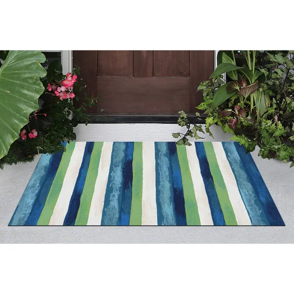 Liora Manne Visions II Painted Stripes Indoor/Outdoor Rug Blue 42x22 x 66x22