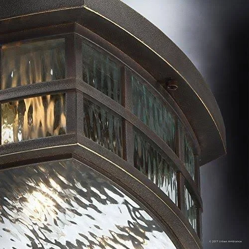 Luxury Craftsman Outdoor Ceiling Light, Small Size: 5.75x22H x 12x22W, with Tudor Style Elements, highly-detailed Design, Oil Ru