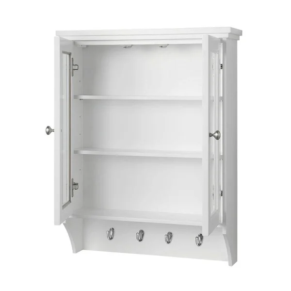 Foremost Gazette 23-1/2 in. W Wall Cabinet in White with Glass Door
