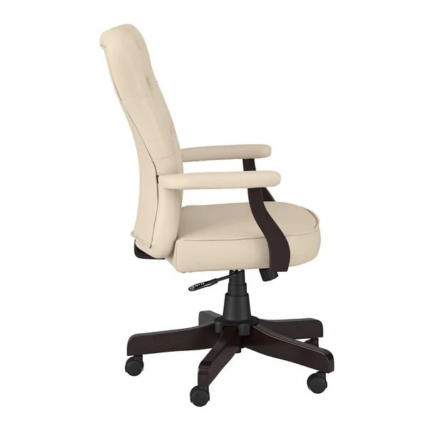Bush Business Furniture Arden Lane High Back Tufted Office Chair with Arms - Black Leather