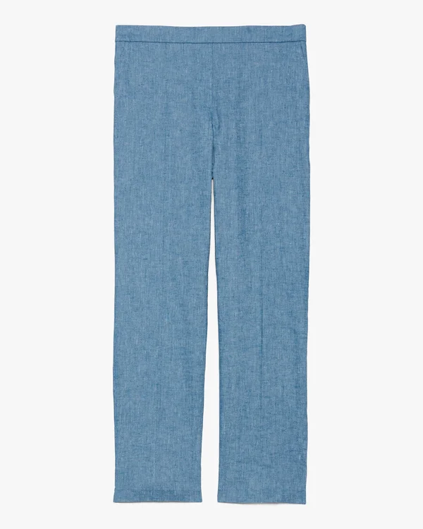 Theory Women's Treeca Stretch-Linen Cropped Pants - Denim - Size 8