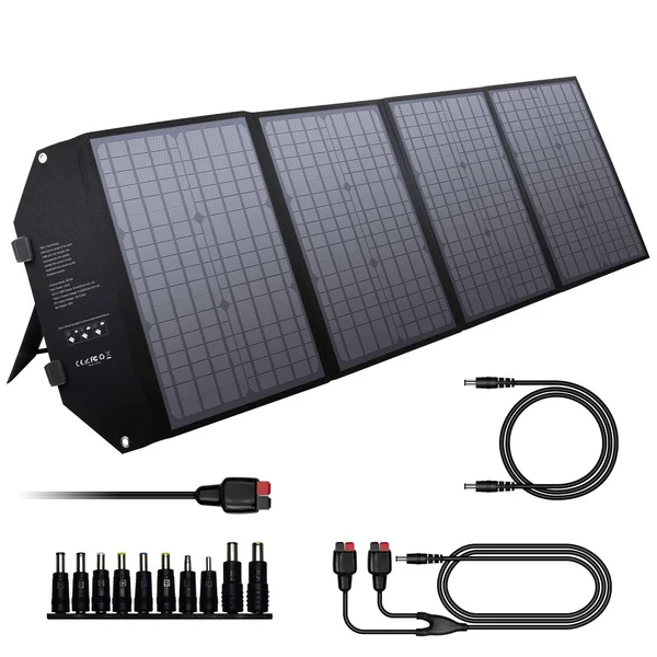 Enginstar 100W Foldable Solar Panel Charger with 18V DC Outlet for Portable Power Stations Jackery/Rockpals/Flashfish - Portable