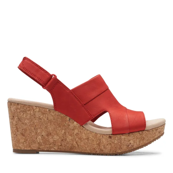 Clarks Collection Women's Annadel Ivory Wedge Sandals - Red