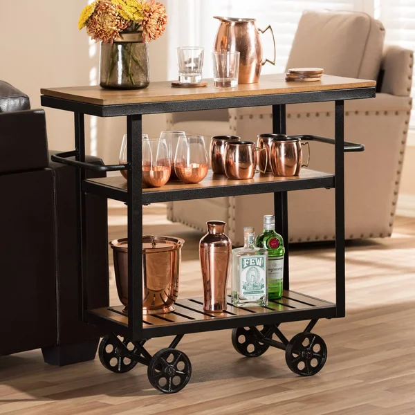 Carbon Loft Berliner Industrial Black/ Brown Cart (Brown - Metal/Wood)