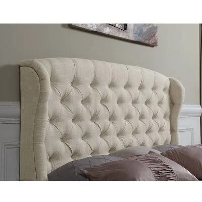 Amarjit Upholstered Wingback Headboard Red Barrel Studio Size: Twin, Color: Beige