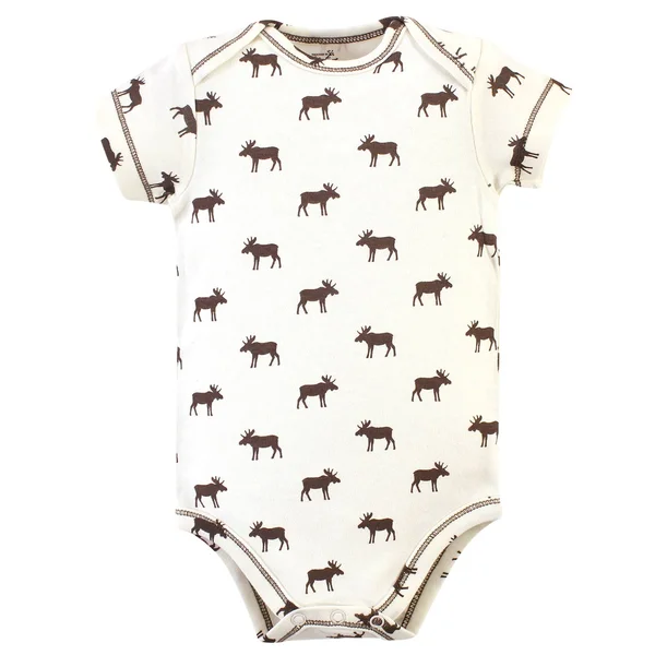 Touched by Nature Organic Cotton Bodysuits Moose 5-Pack, 9-12 Months