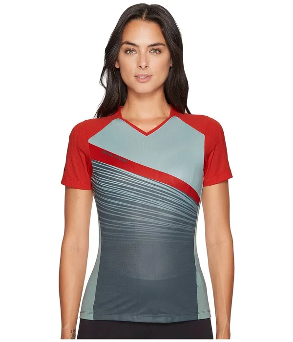 Pearl Izumi Women's Launch Jersey Poppy Red, Mist Green Fracture Xs