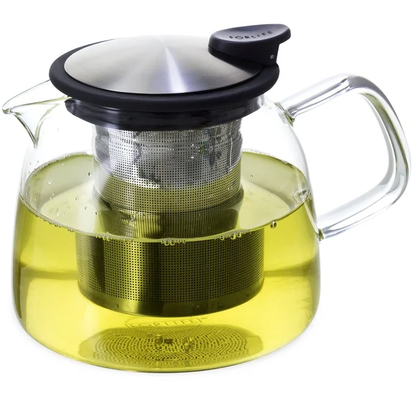 FORLIFE Bell Glass Teapot with Basket Infuser - 24-Ounce/730ml, Black Graphite