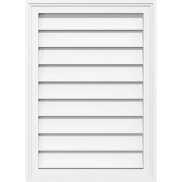 Vertical Surface Mount: Functional - Brickmould Frame PVC Gable Vent Ekena Millwork Size: 28x22 W x 26x22 L