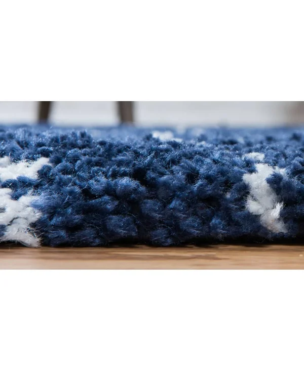 Unique Loom Geometric Rabat Shag Area Rug (9& x 12& - Navy Blue)