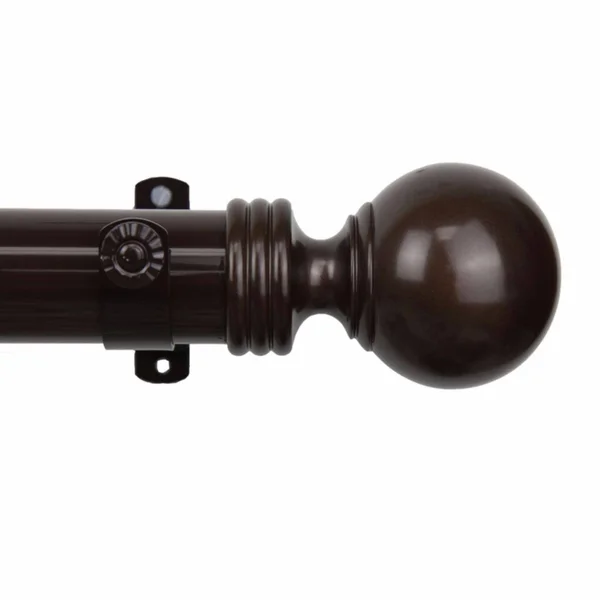 Rod Desyne Sphere 1.5x22 Non Telescoping Curtain Rod, Cocoa - 18 ft