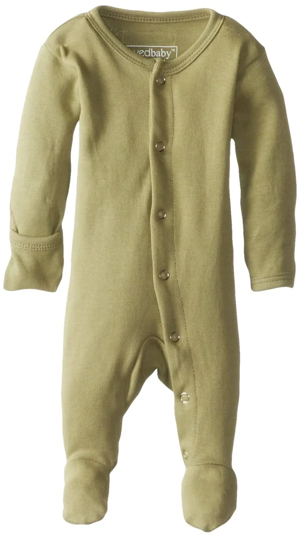 L&ovedbaby Organic Cotton Footie Solid Colors 0-3M - Sage