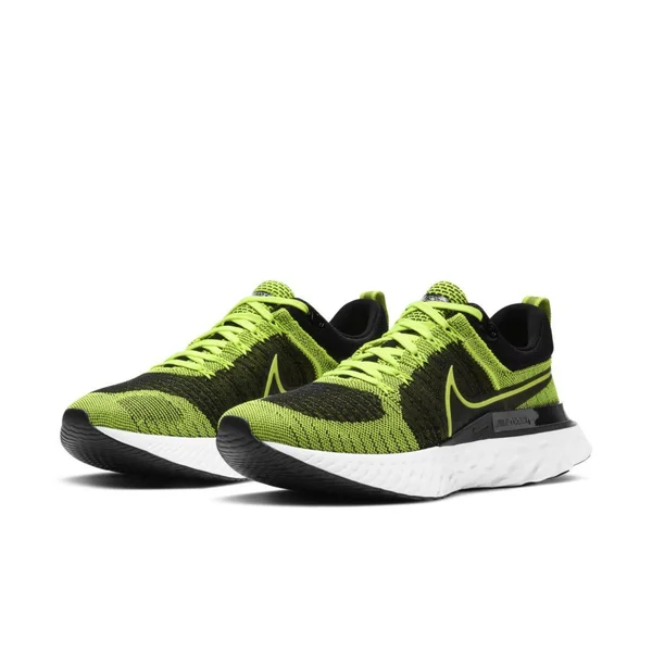 Nike React Infinity Run Flyknit 2 Volt/Black Men's Running Shoes, Size: 8.5