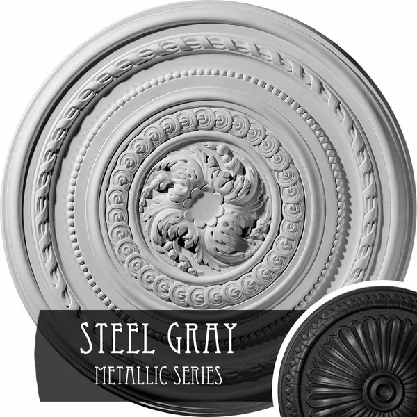 26 1/4x22OD x 1 1/2x22P Pearl Ceiling Medallion (Fits Canopies Up to 1 7/8x22), Hand-Painted Steel Gray