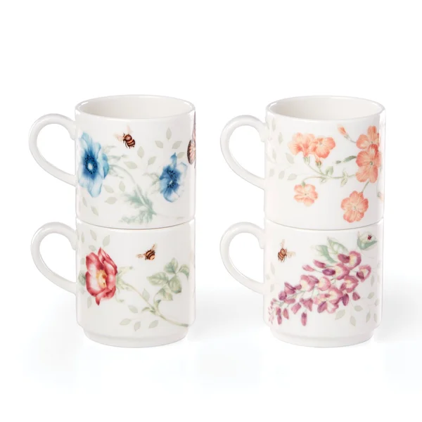 Butterfly Meadow 4-Piece Stacking Mug Set by Lenox