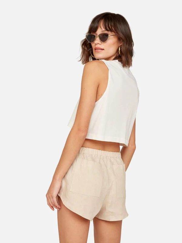 Organic Cotton Vintage Crop Tank Bone, XL