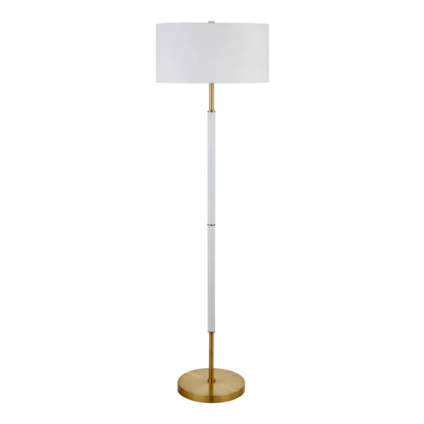 Simone 61-1/2 in. Matte White and Brass 2-Bulb Floor Lamp