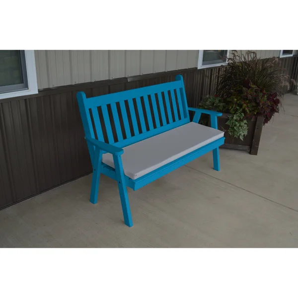 Pine 5' Traditional English Garden Bench - Caribbean Blue