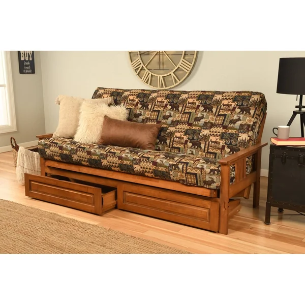 Porch & Den Kern Full-Size Storage Futon with Suede Mattress - Peter&s Cabin