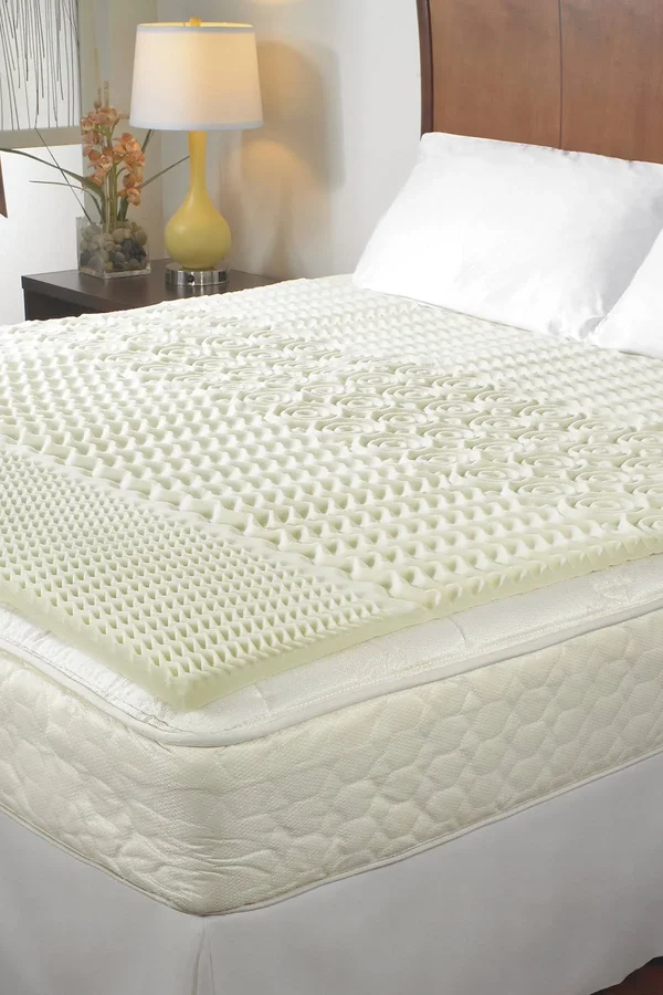 5-Zone Memory Foam King Mattress Topper White