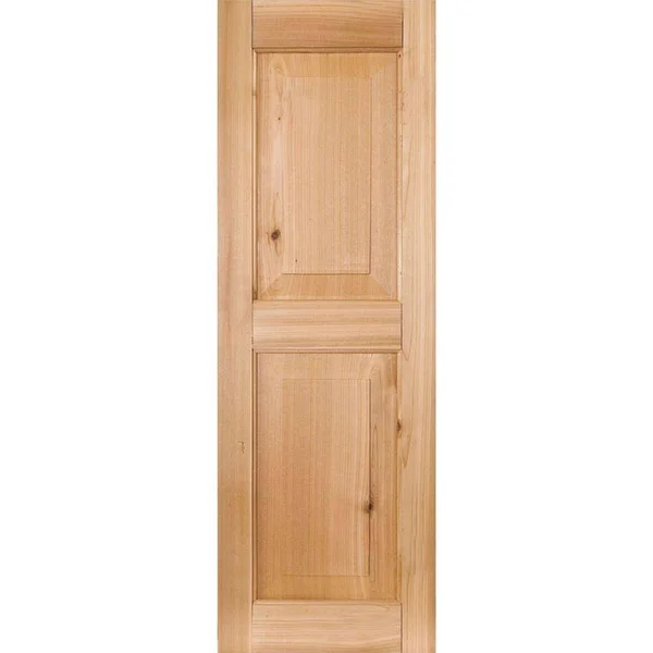 Ekena Millwork RWR15X064UNW Real Wood Western Red Cedar Raised Panel Shutters (Per Pair) - 15x22 W x 64x22 H, Unfinished