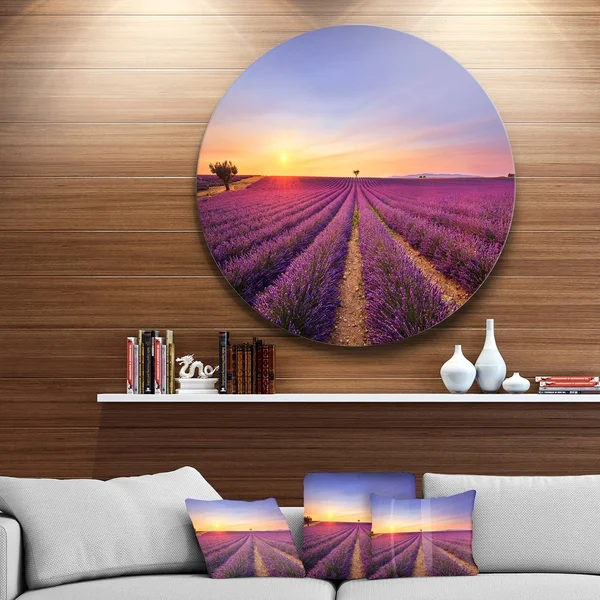Design Art 'Lavender Field in Provence France' Photographic Print on Metal, Blue