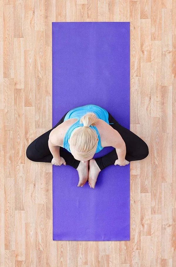 YogaAccessories 1/4& Thick High-Density Deluxe Non-Slip Exercise Pilates & Yoga Mat, Two Tone - Black/Purple, Womens