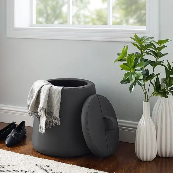 Linon Home D閏or Paddy Storage Ottoman - Beige Fabric