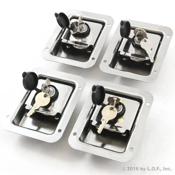 4 SS Steel Door Lock Trailer Toolbox Handle Latch 4-5/8x22 3-5/8x22 Paddle Key Cover