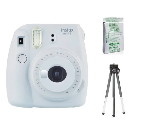 Fujifilm Instax Mini 9 Instant Camera with Mini Film and 12-Inch Tripod Bundle, White