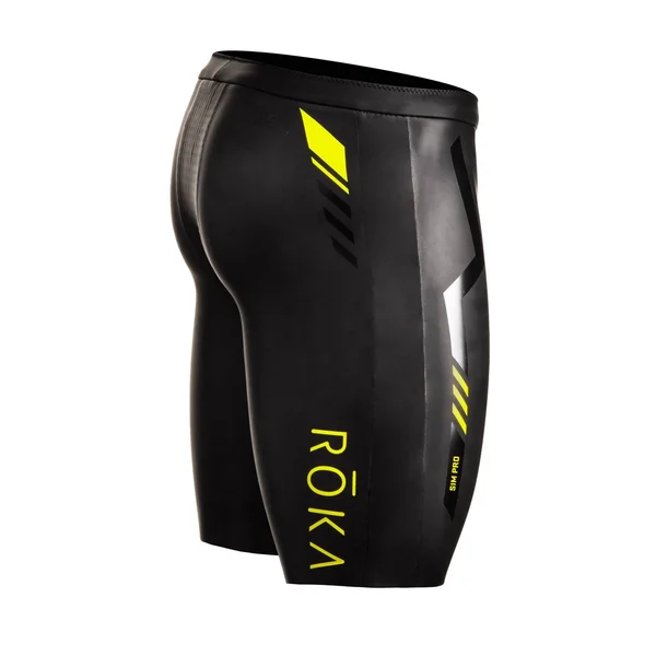Roka Men's Sim Pro II Neoprene Shorts - Black/Acid Lime XL - Swimoutlet.com