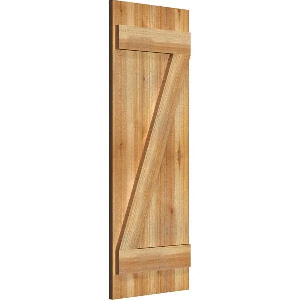 16 1/8x22W x 42x22H TimberCraft Three 5 3/8x22 Boards Joined Board-n-Batten Shutters w/Z-Bar - Rough Sawn Western Red Cedar (Per