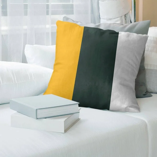 Green Bay Green Bay Football Stripes Pillow-Faux Suede - 20 x 14 - Rectangle - Zipper Closure - Medium - Removable Cover - Accen