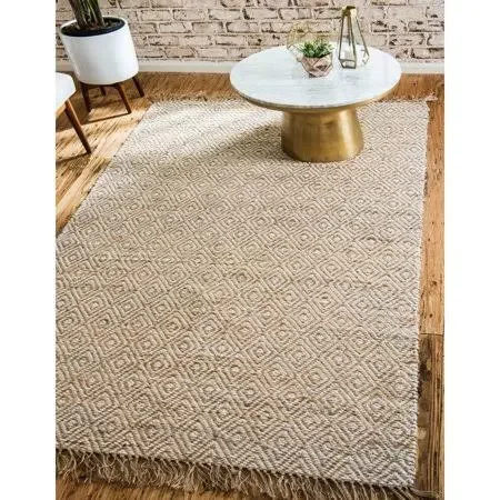 Unique Loom Assam Braided Jute Area Rug - 5& x 8& - Beige