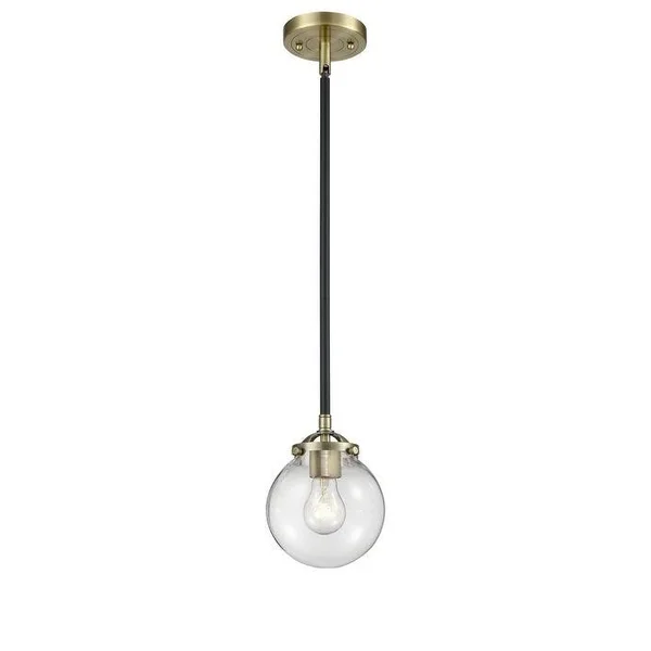 Restorations One Light Mini Pendant Nouveau Black Antique Brass - Exact Size