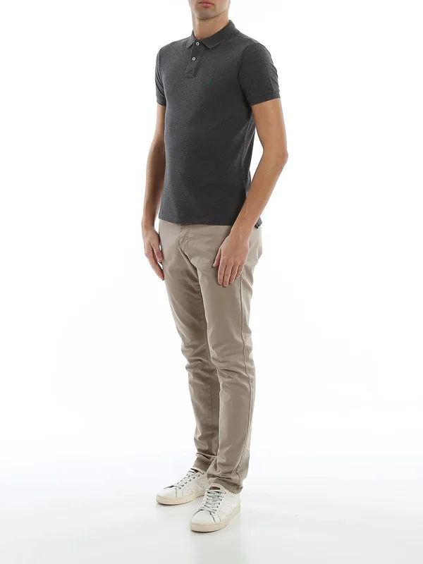 Polo Ralph Lauren Grey Cotton Logo Embroidery Polo Shirt
