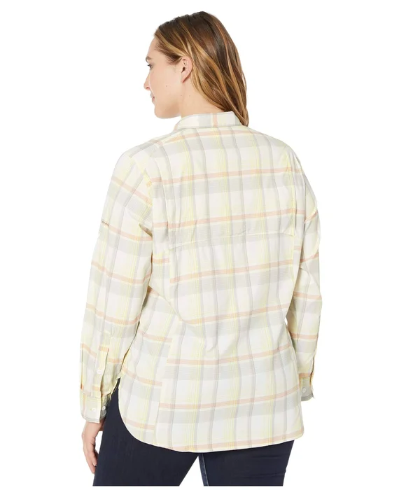 Columbia Plus Size Silver Ridge Lite Plaid Long Sleeve Dark Coral Medium Multi Plaid, 2x