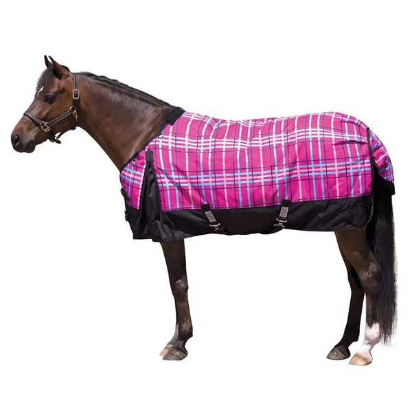Dura-Tech Viking Pony Print Medium Weight Turnout 55 Pink Plaid