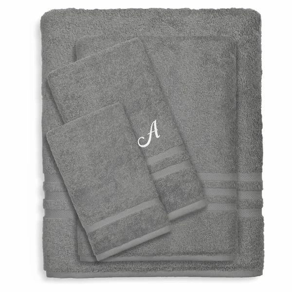 Linum Home Textiles Denzi 4 Piece Monogrammed Towel Set Dark Gray