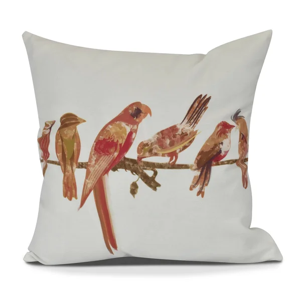 Morning Birds Animal Print Pillow - Size: 26 x 26 inch, Red