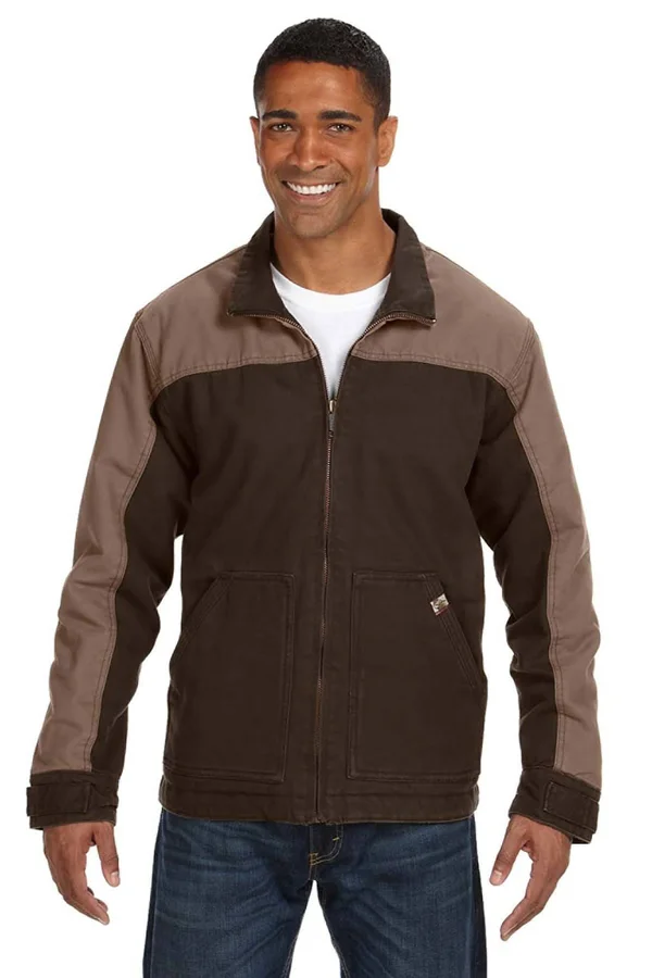 Dri Duck 5089T Men's 100% Cotton 12oz Canvas/3oz Polyfill Insulation Tall Horizon Jacket Tobacco