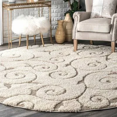 Pipers Floral Ivory Area Rug Charlton Home Rug Size: Round 7&10x22